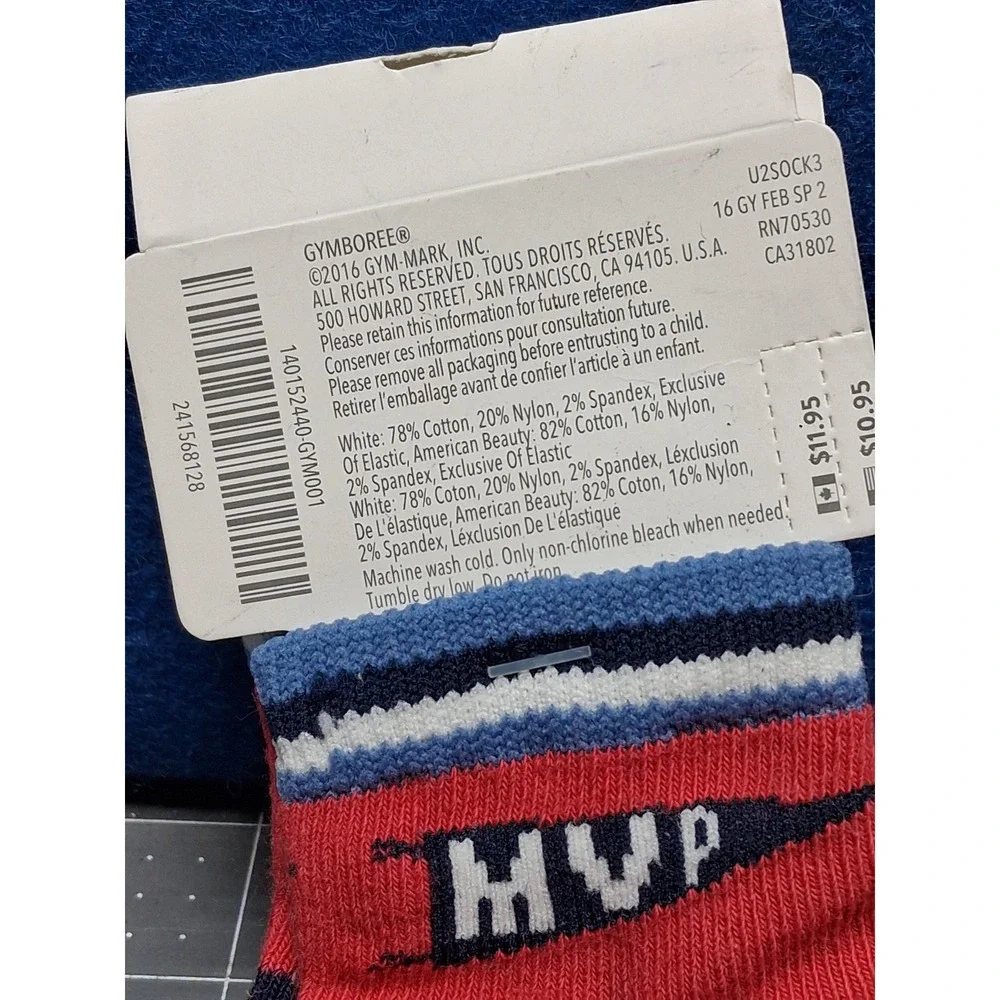 Gymboree Baby Socks Red White Navy Baseball MVP 2 Pairs 6 12 Months